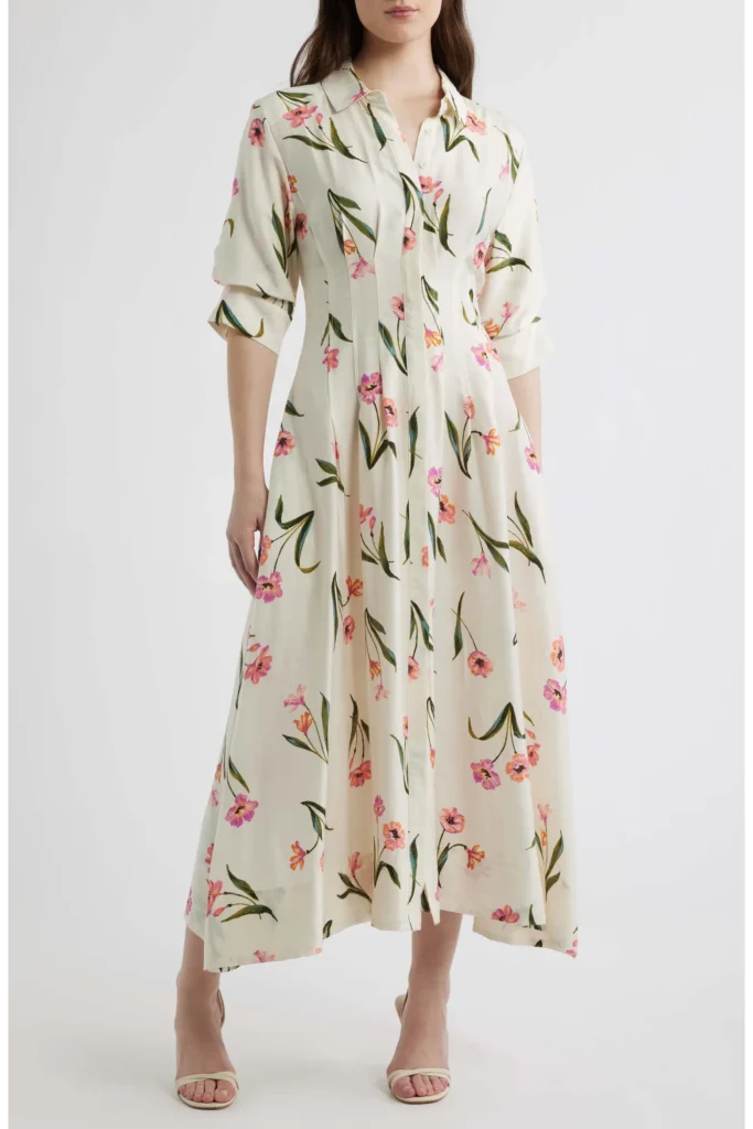 Print Puff Sleeve Maxi Dress