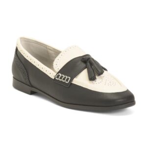 Leather Pheby Color Block Tassel Loafers