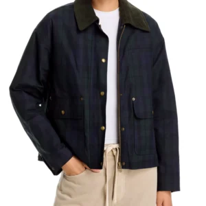 Plaid Cord Collar Barn Jacket