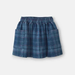 Girls Plaid Denim Skirt