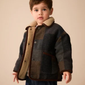 Multi Check Borg Collar Jacket