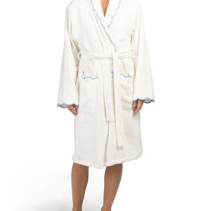 Scalloped Embroidered Bathrobe