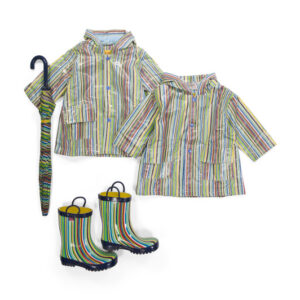Striped Raincoats Boots And Umbrella Collection