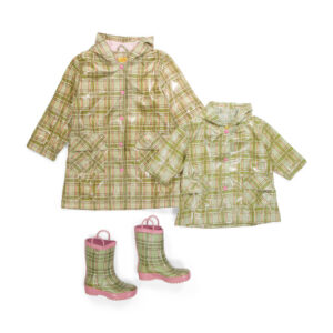Green Plaid Raincoats And Boots Collection