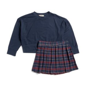 Little Girls 2pc Top And Plaid Skirt Set