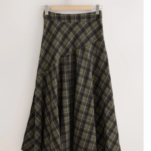 Green/Black Check Drop Waist Brushed Maxi Skirt