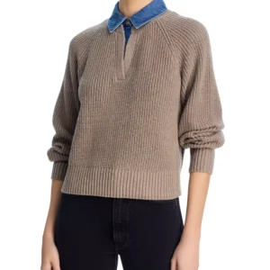 Denim Collar Sweater
