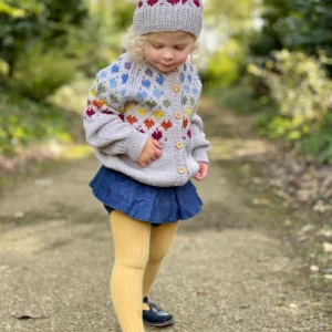 Girls rainbow HEART CARDIGANPure Merino Wool Chunky Knit
