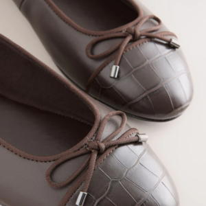 Chocolate Brown Round Toe Ballerina Shoes