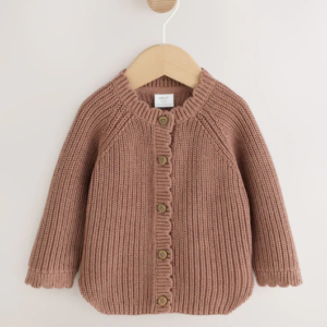Buy Brown Scallop Knitted Baby Cardigan