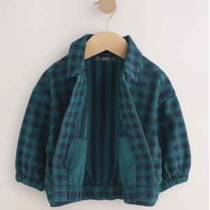 Navy/Turquoise Cotton Twill Gingham Check Overshirt