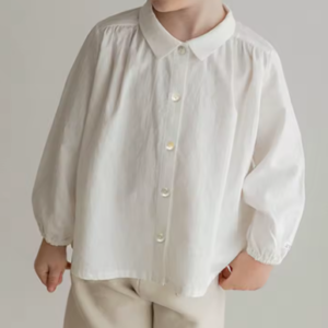 Boy's Cotton And Linen Buttons White Shirt