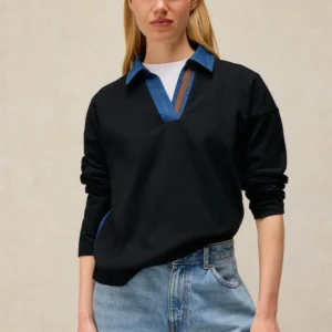 Blue Denim Mix Rugby Top