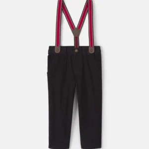 Toddler Boy Corduroy Straight Suspender Pants - Black