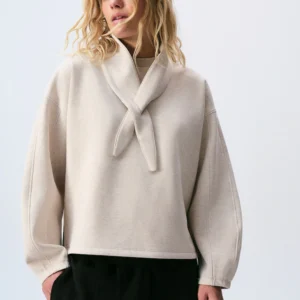 Oatmeal Sweatshirt with Removable Scarf