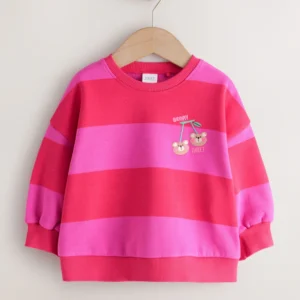 Red/Pink Stripe Crew Neck Sweatshirt