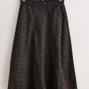 Leopard Denim Maxi Skirt