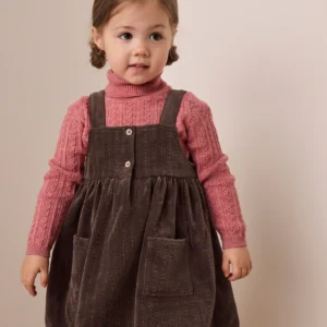 Brown Sleeveless Cord Pinafore