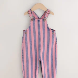 Pink / Navy Blue Denim Dungarees