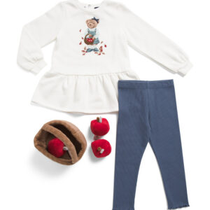 Toddler Girls 2pc Bear Tunic And Leggings Set With Basket