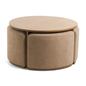 5pc 33x17 Cocktail Table With 4 Ottomans Set