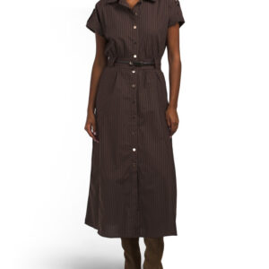 Striped Belted Shirt Dress