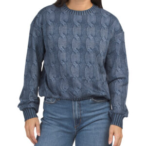 Cotton Printed Denim Sweater