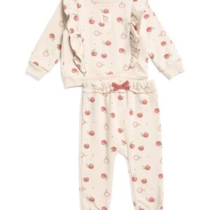 2pc Apple Print Sweatshirt And Pants Set